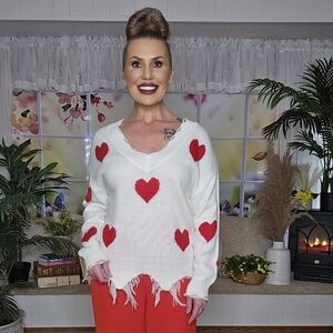 Sweater With Red Hearts
